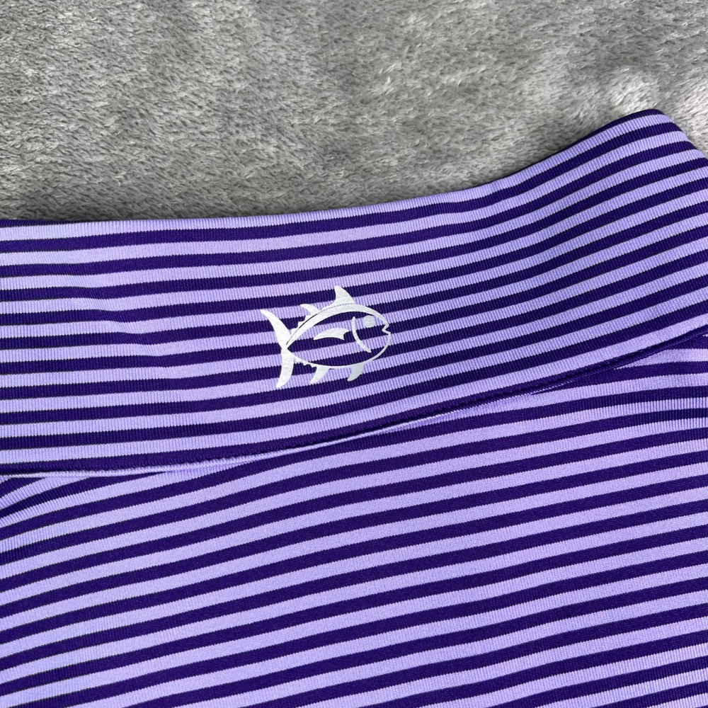 Southern Tide TCU Horned Frogs 1/4 Zip Pullover Men L Purple Striped Performance - Picture 9 of 9